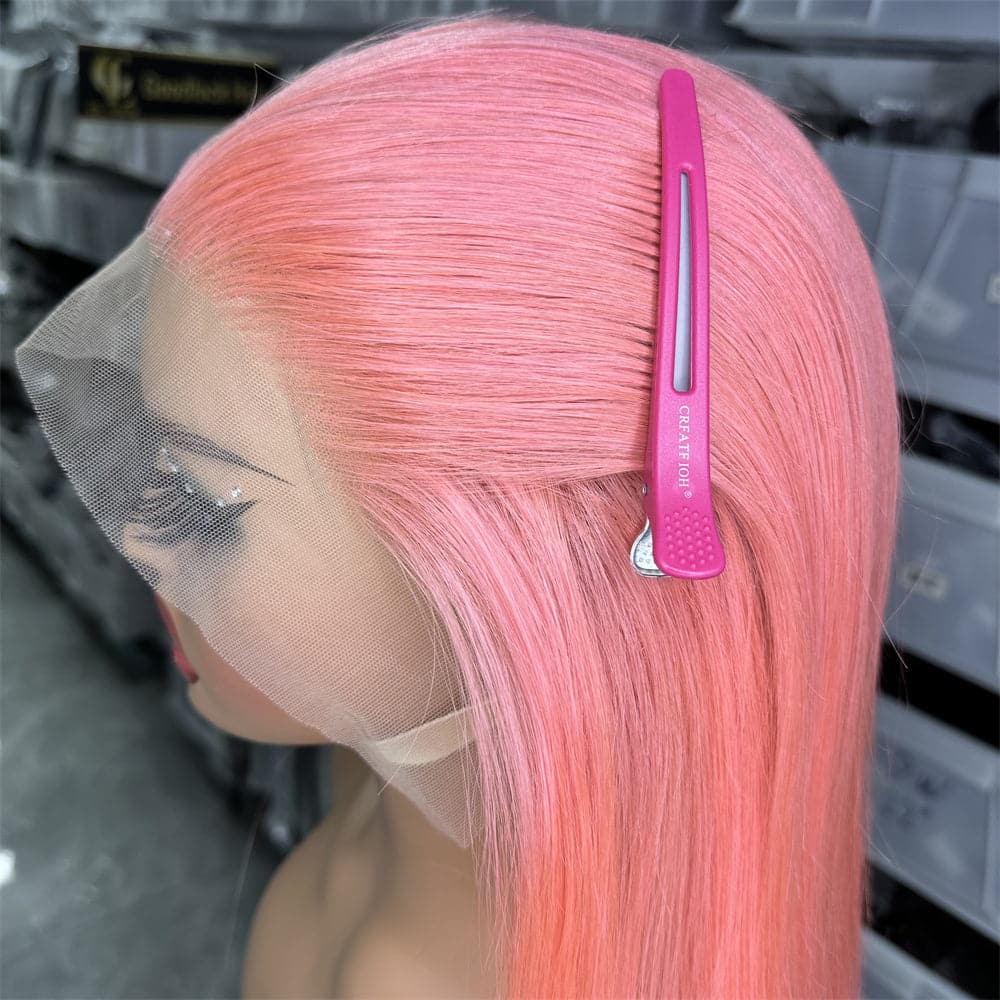 Rose Pink Color 13x4 Full Frontal Bob Wig For Wholesale - Goodluck Hair