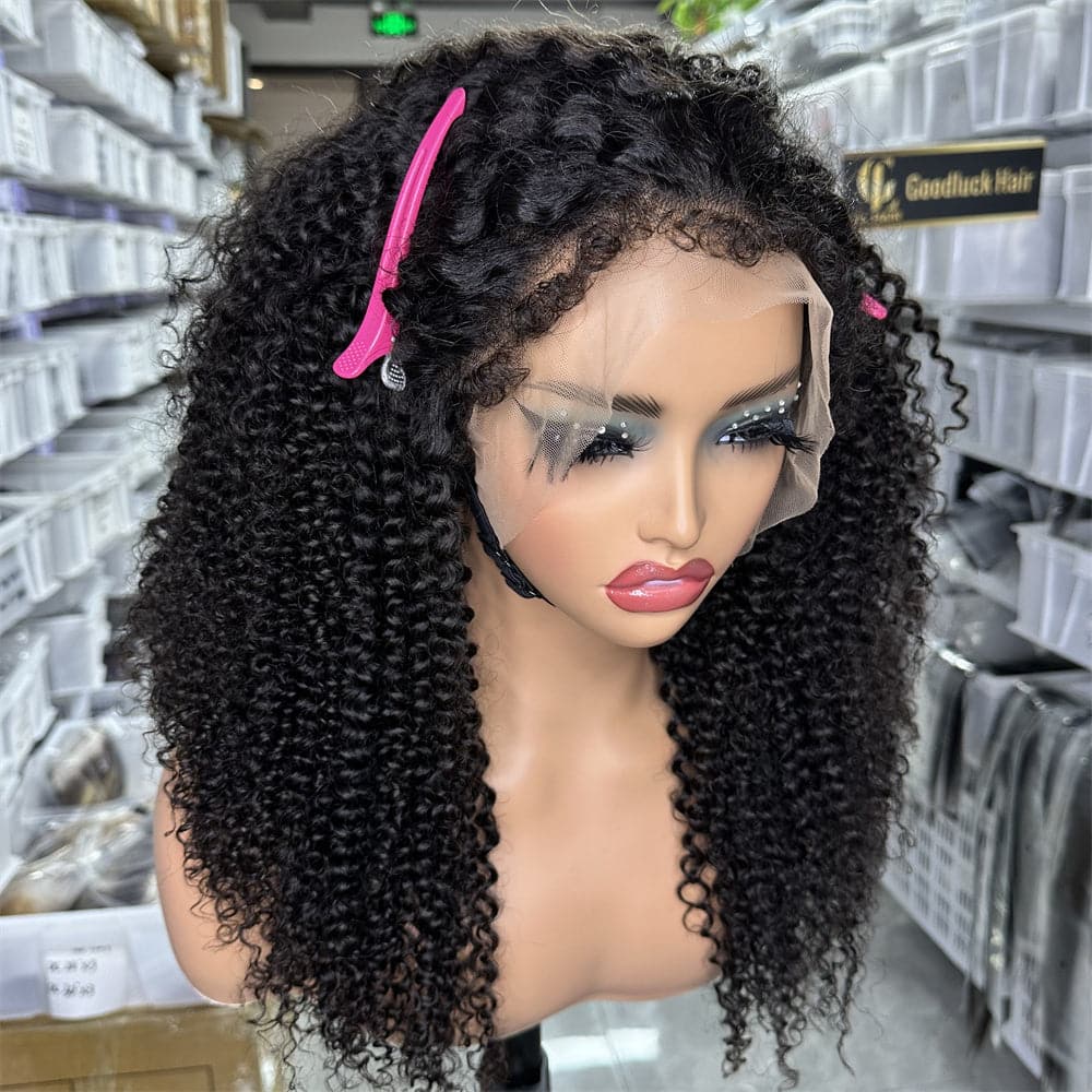 4C hairline 13x4 full frontal wig curly baby hair kinky curly - Goodluck Hair