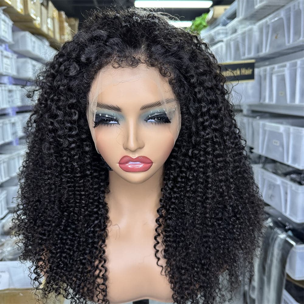 4C hairline 13x4 full frontal wig curly baby hair kinky curly - Goodluck Hair