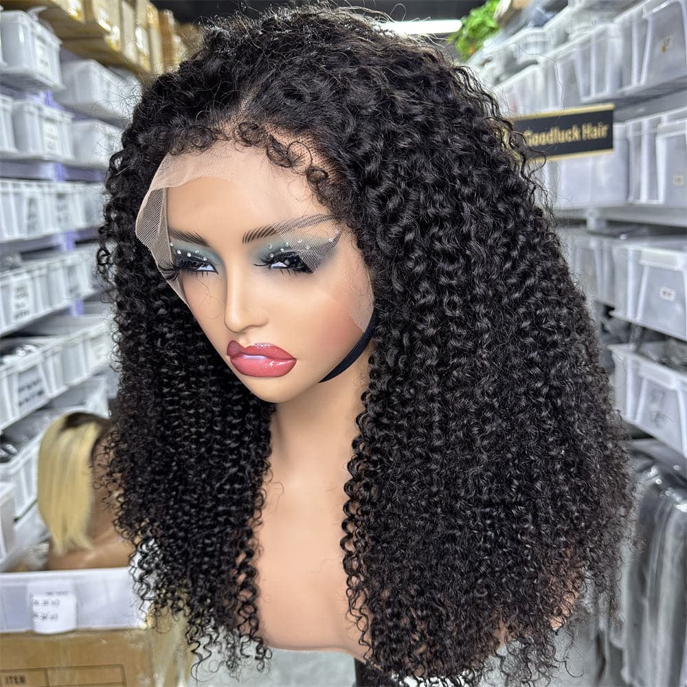 4C hairline 13x4 full frontal wig curly baby hair kinky curly - Goodluck Hair