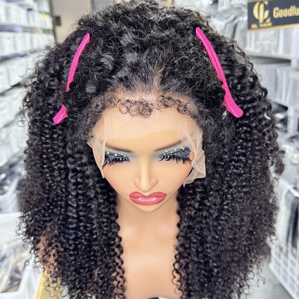 4C hairline 13x4 full frontal wig curly baby hair kinky curly - Goodluck Hair