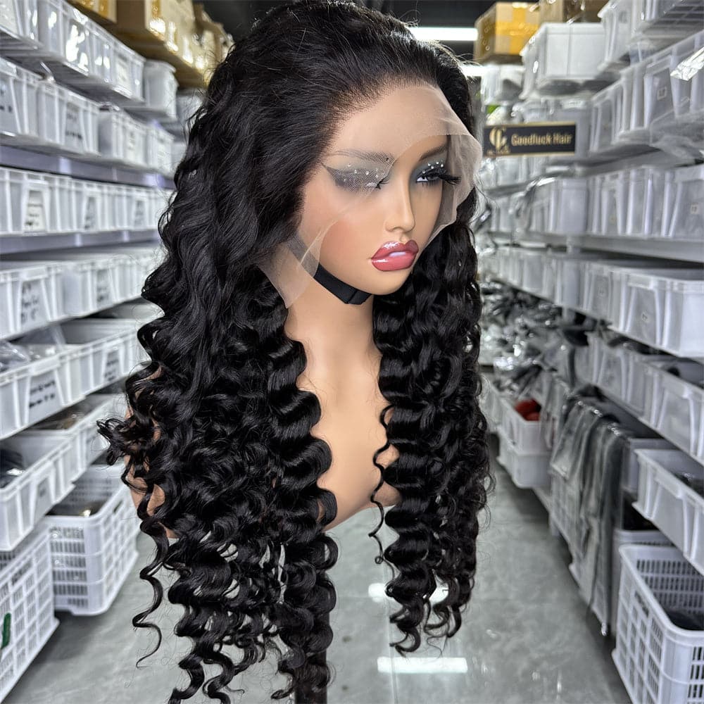 Wholesale Human Hair Transparent Lace Full Frontal 13x4 Wig Loose Deep Wave - Goodluck Hair