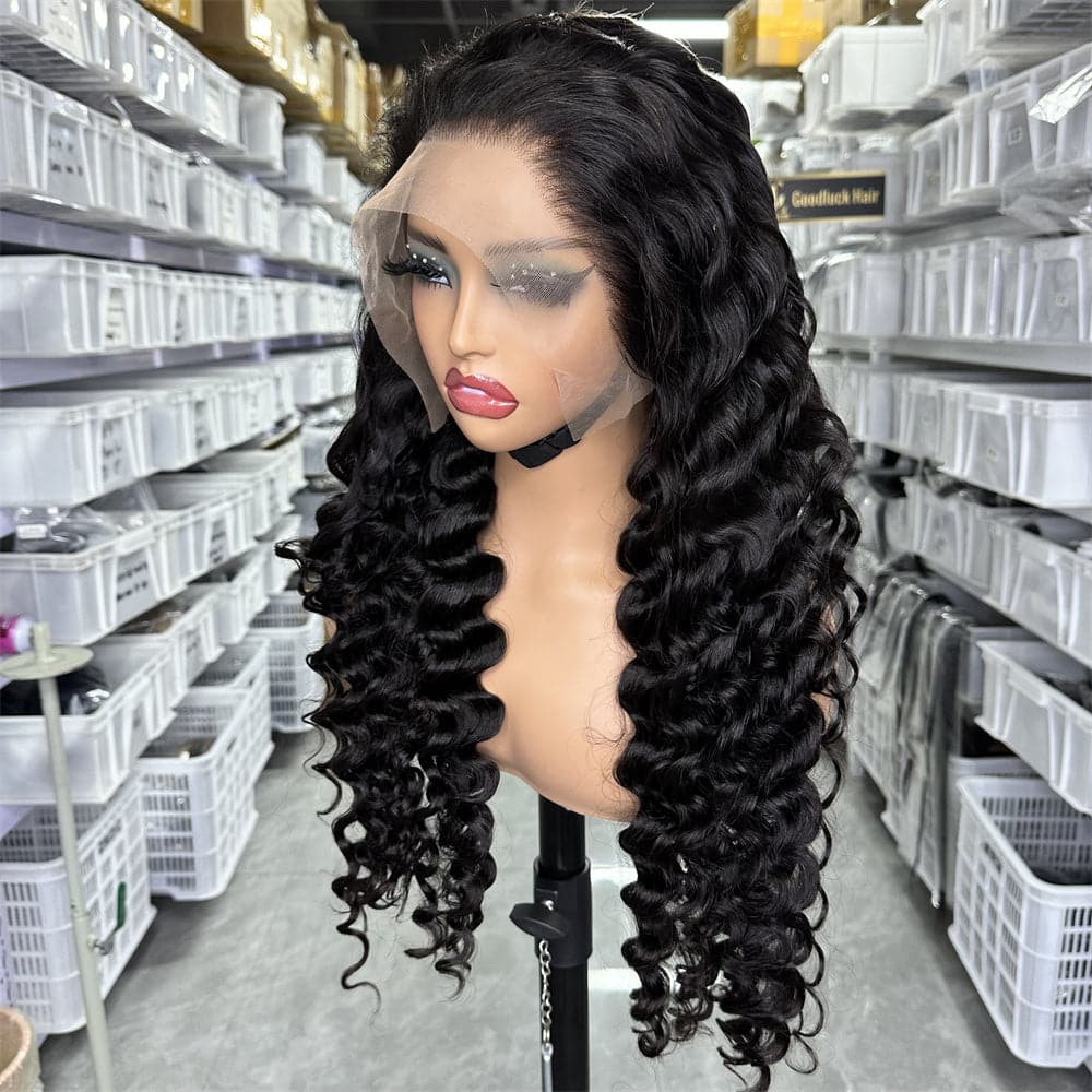 Wholesale Human Hair Transparent Lace Full Frontal 13x4 Wig Loose Deep Wave - Goodluck Hair