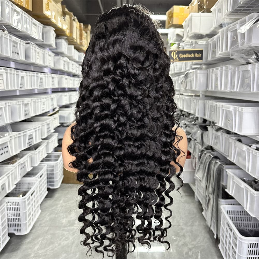 Wholesale Human Hair Transparent Lace Full Frontal 13x4 Wig Loose Deep Wave - Goodluck Hair