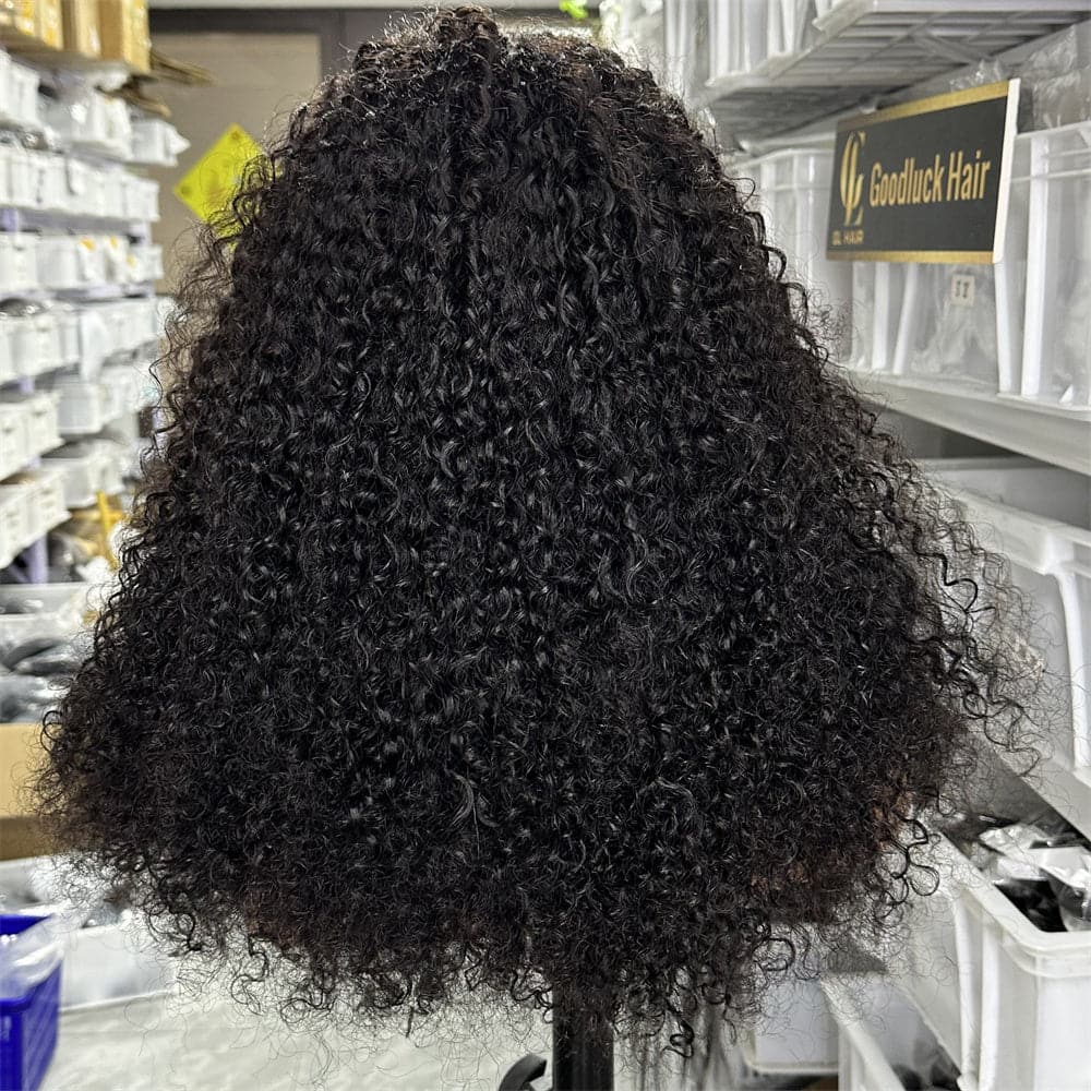 13x4 Transparent Full Frontal Lace Pixie Curly 1b Natural Black Color Wig - Goodluck Hair