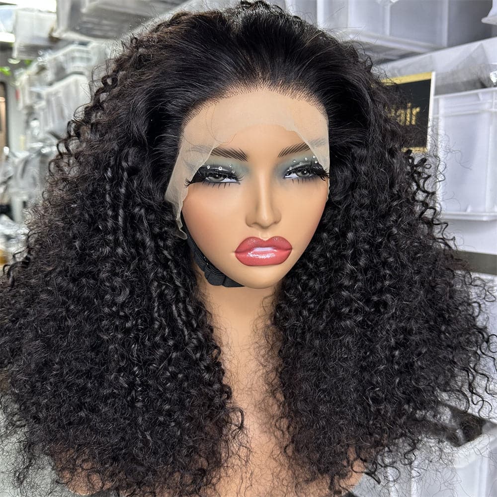 13x4 Transparent Full Frontal Lace Pixie Curly 1b Natural Black Color Wig - Goodluck Hair