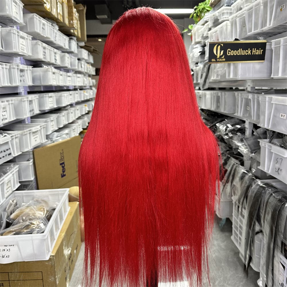 13x4  Transparent full frontal wig red 180% density - Goodluck Hair