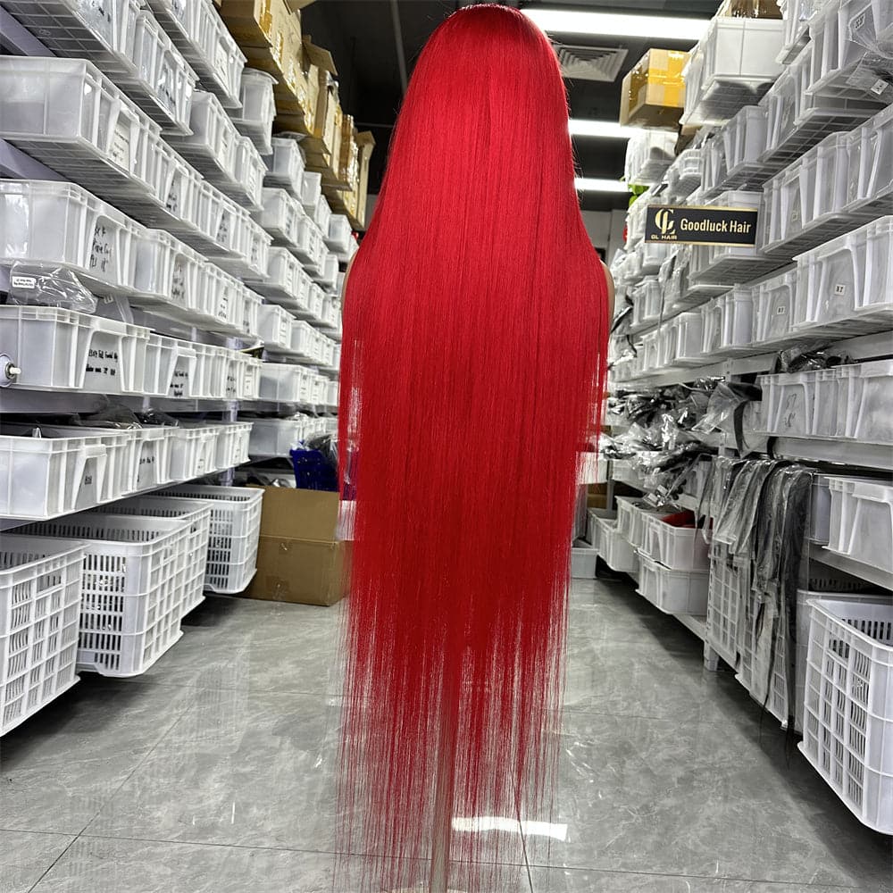 40inch 13x4  Transparent full frontal wig red 180% density - Goodluck Hair